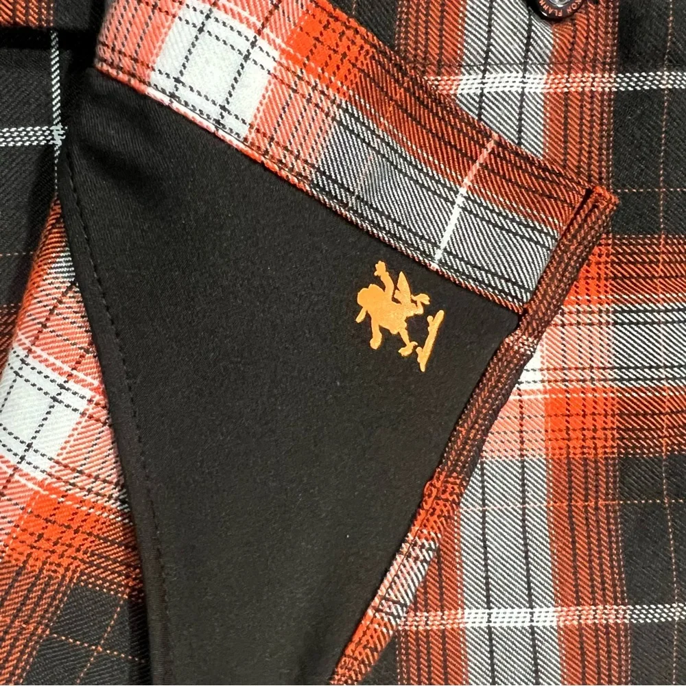 Dixxon Flannel x Bucky Lasek Orange White Black Plaid Button Down Men’s Large - Picture 6 of 9